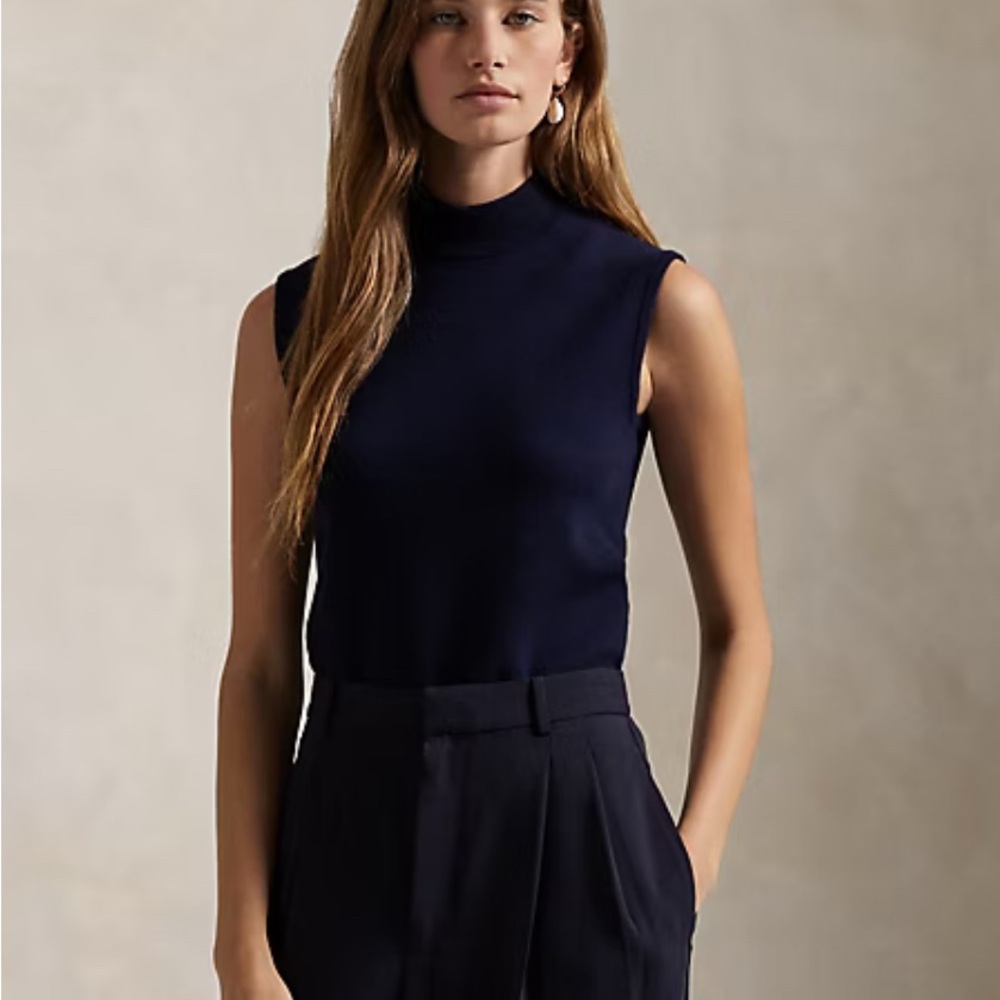 Polo Ralph Lauren Sleeveless Navy Turtleneck Top